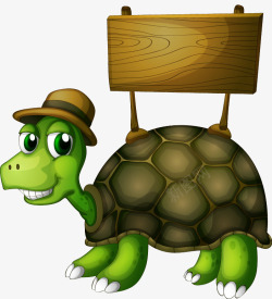 卡通背着木板的乌龟素材