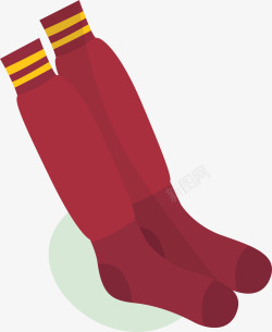 红色长筒足球袜子矢量图素材
