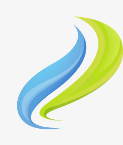 蓝绿色logo蓝绿色海浪波纹式logo元素图标高清图片