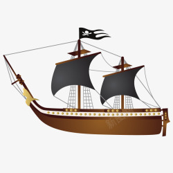 卡通大船手绘复古帆船矢量图高清图片