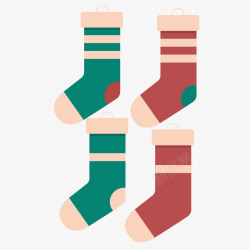 红色的长筒袜子和绿色袜子矢量图素材
