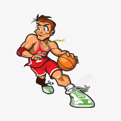 运球快跑卡通打篮球的篮球运动员高清图片