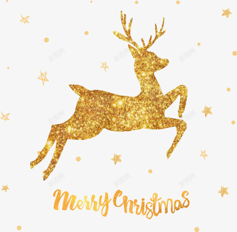 金色麋鹿圣诞节图案png免抠素材_新图网 https://ixintu.com 图案 圣诞节 金色 麋鹿