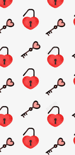 红色钥匙红色情人节爱心钥匙和锁高清图片
