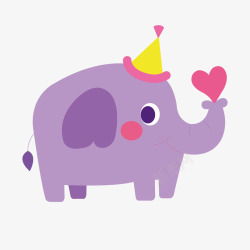紫色大象卡通矢量图素材