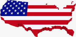 平面美国素材美国3d立体国旗地图高清图片