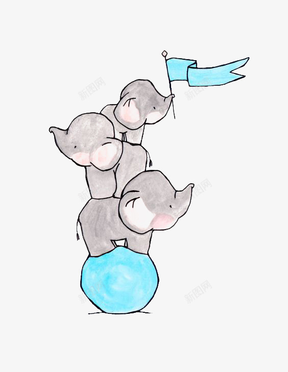 小象png免抠素材_新图网 https://ixintu.com 儿童 动物 卡通 小象 手绘 插画 文艺 清新 绘本 马戏团