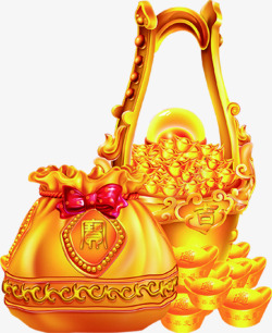 金色手绘新年元宝装饰素材
