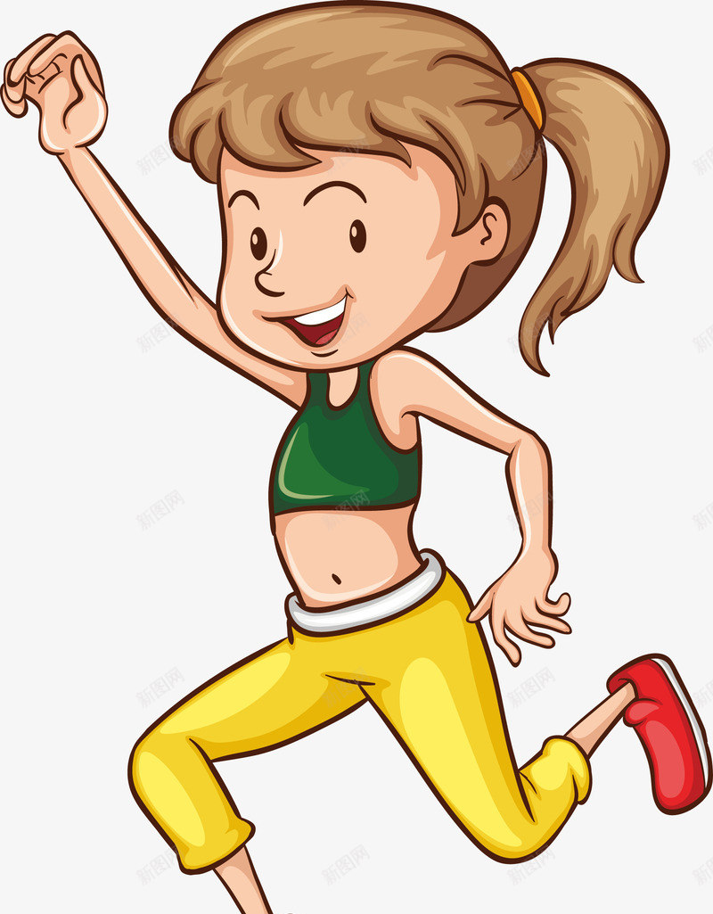 绿色少女跑步比赛png免抠素材_新图网 https://ixintu.com 决赛 少女 比赛 激动 绿色
