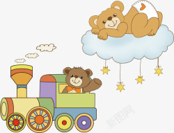 小熊火车玩具卡通海报促销素材