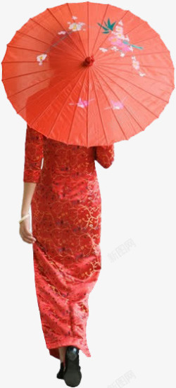 红色的旗袍纽扣穿旗袍的女人高清图片