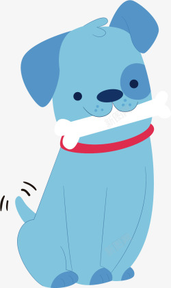 蓝色玻璃小狗吃骨头的小狗矢量图高清图片