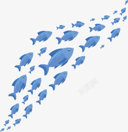 卡通小鱼素材蓝色水族馆鱼群矢量图高清图片