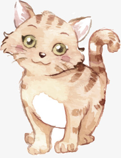 水彩可爱手绘猫咪矢量图素材