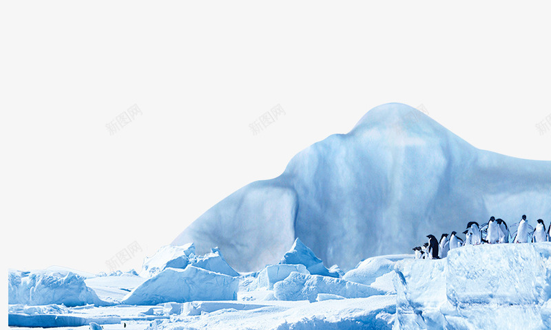 冰山psd免抠素材_新图网 https://ixintu.com 企鹅 冰块 冰天雪地 冰山 南极 南极雪景 模型 水面结冰