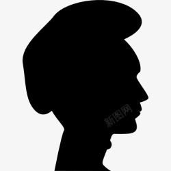 男侧脸黑色剪影男子头戴帽子的侧面轮廓图标高清图片