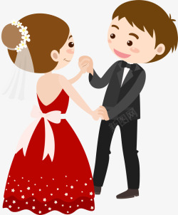 卡通手绘情侣结婚插画矢量图素材
