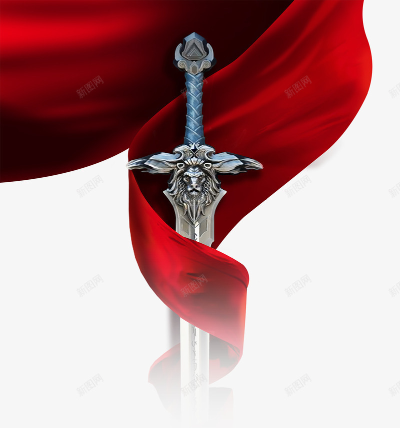 红绸带抱着剑背景png免抠素材_新图网 https://ixintu.com 剑 红绸 红绸带抱着剑 红绸带抱着剑装饰