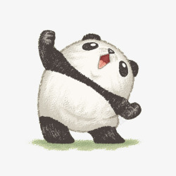 童话背景弯腰的小熊猫高清图片