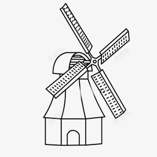 荷兰风车简笔画png免抠素材_新图网 https://ixintu.com 儿童 简笔画 荷兰 风车 风轮