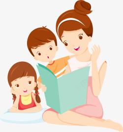 看书小朋友母亲节教育孩子的妈妈高清图片