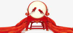 中国鼓中国风红色的飘带打鼓高清图片