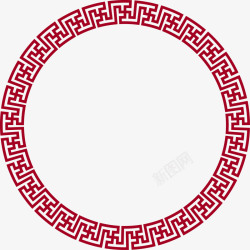 红色边角标中国风圆形边框高清图片