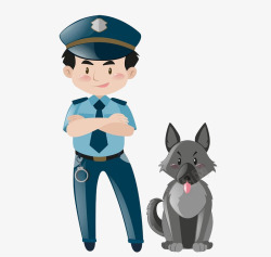 警察与小狗素材