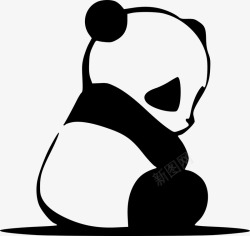 手绘手上拿小熊的猫坐着的黑色小熊猫图标高清图片