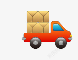 拉箱子的橘色货车素材