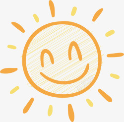卡通微笑太阳在彩虹前高兴的太阳矢量图高清图片