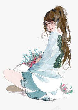 少女绘画女孩插画矢量图高清图片