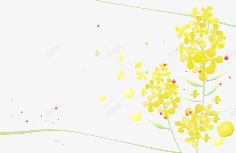 小黄花边框png免抠素材_新图网 https://ixintu.com 免费 好看 边框 黄花