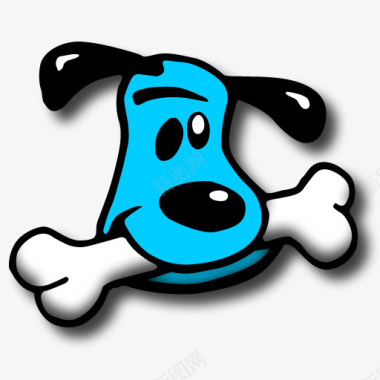 蓝色可爱小狗啃骨头图标图标