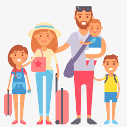 爸爸和宝宝家庭团体旅游插画矢量图高清图片