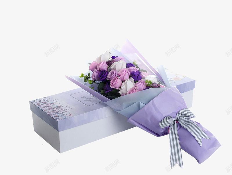 紫色鲜花png免抠素材_新图网 https://ixintu.com 一束花 玫瑰 礼物 鲜花礼盒