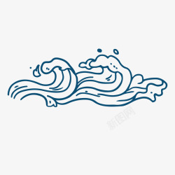 蓝色卡通浪花素材