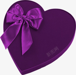 紫色爱心礼盒素材