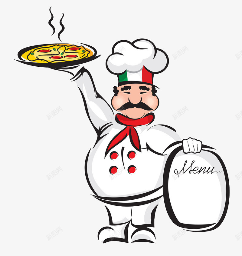 厨师png免抠素材_新图网 https://ixintu.com 人物 卡通 卡通人物 厨子 厨师 手绘 男 西餐 餐厅菜单