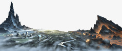灰蓝色山体创意合成游戏场景效果山体高清图片