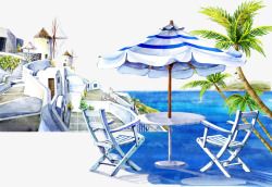 海滩座椅海滩座椅和伞高清图片