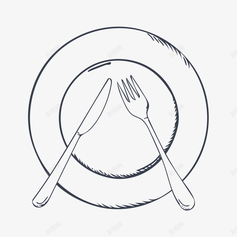 手绘餐具png免抠素材_新图网 https://ixintu.com 刀子 卡通 叉子 手绘 盘子 简笔 素描 餐具