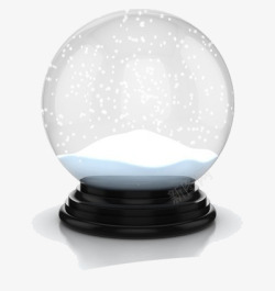冬天装饰飘着雪花的水晶球高清图片