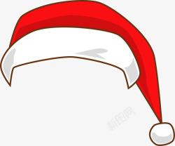 卡通红色线条圣诞帽素材