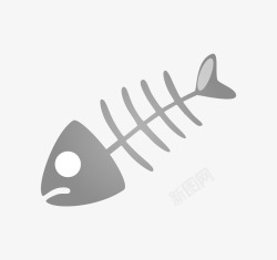 鱼刺骨头一条小鱼鱼骨简图图标高清图片