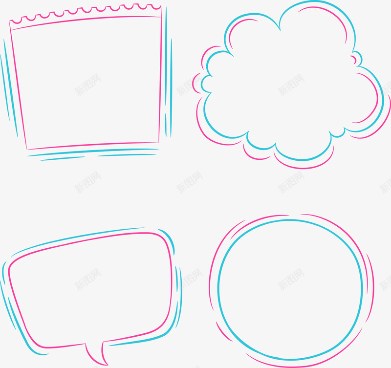 线条对话框png免抠素材_新图网 https://ixintu.com 不规则 云朵对话框 创意 圆形对话框 对话框简笔画 简笔 线条