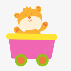 卡通坐在玩具车里的小熊矢量图素材