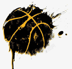 墨迹飞溅装饰手绘墨迹风格篮球高清图片