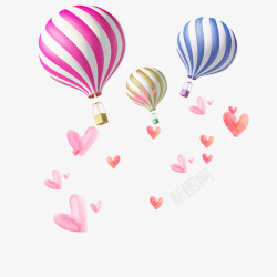 爱在情人节卡通爱心热气球装饰下素材