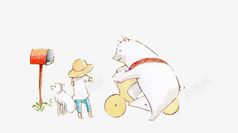 卡通手绘小熊与孩童png免抠素材_新图网 https://ixintu.com 卡通 孩童 小熊 手绘